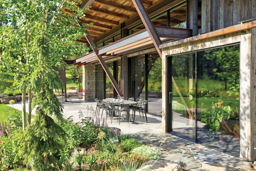 ConceptSystem 77 Hliníková okna, ConceptSystem 77 Hliníkové dveře, HiFinity Hliníkové posuvné systémy a Purity Kování - Flying Star Residence se nachází v Bridger Canyon, Spojené státy americké
