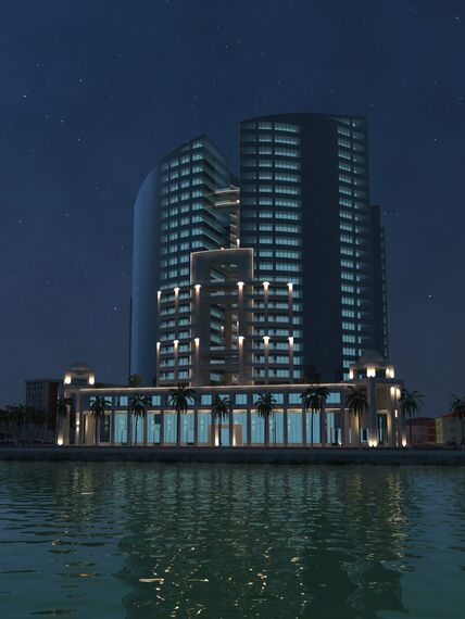CW 65-EF Hliníkové fasády, CW 50-SC Hliníkové fasády a CS 68 Hidden Vent Hliníková okna - Office building Torres Kianda se nachází v Luanda, Angola