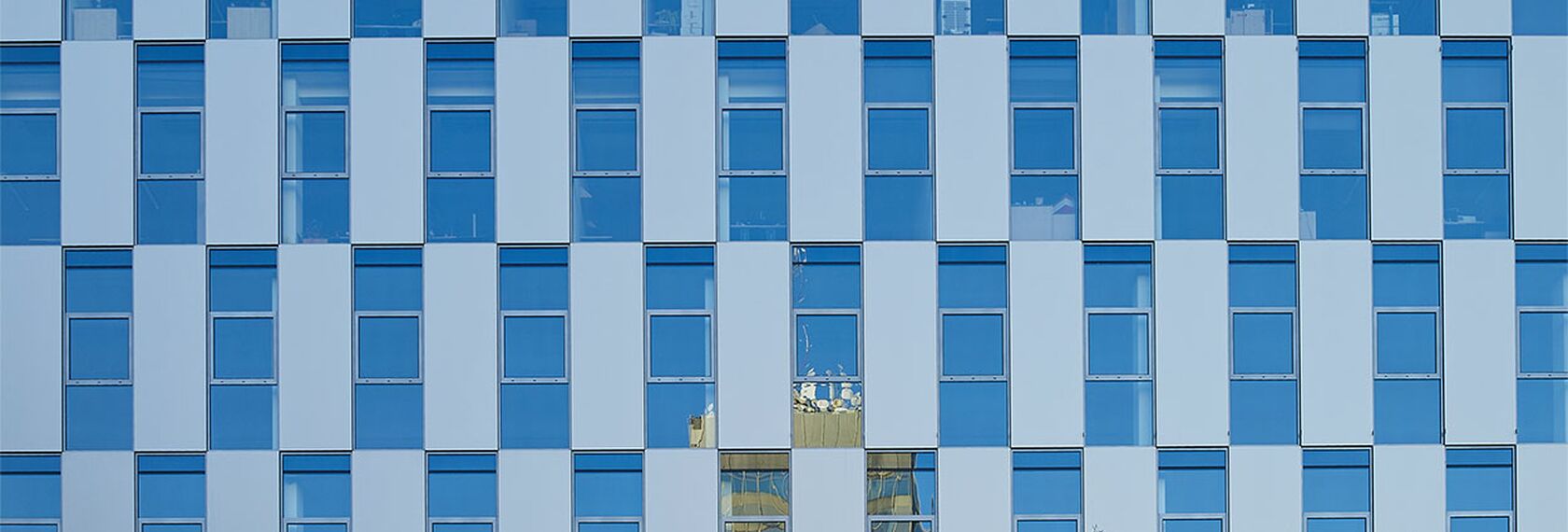 Detail exterior view of element façade on the Crystal building in Prague.