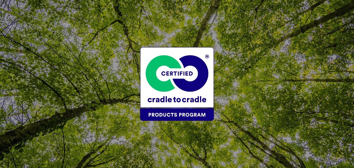 Cradle to Cradle Bronze logo, set on green background