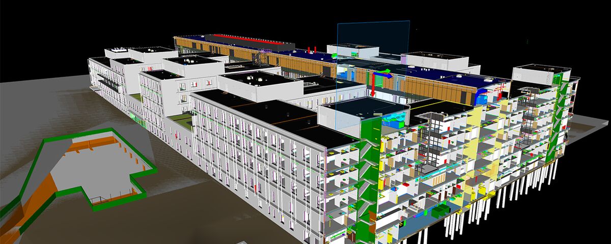 Gedetailleerd BIM-model van het ziekenhuis AZ Sint-Maarten.